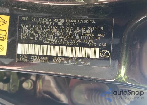 2017 Lexus Es 350 from USA, damaged, VIN 58ABK1GG2HU066523